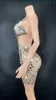 Stage Wear Hollow Out Backless Sequined Banquet Evening Gowns Latin Dance Bodycon Prom Dress Women Sexy Mini Party Club