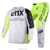 Ensemble d'équipement de Motocross Troy Fox 2022, maillot incliné, pantalon de Moto de rue, Kits tout-terrain, combinaison de moteur fluorescente pour hommes, 180