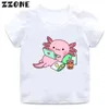 Camisetas venda quente relaxar axolotl dos desenhos animados crianças camisetas bonito meninas roupas do bebê meninos camiseta verão manga curta crianças topsooo2315 ldd240314