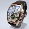 Geneva luksus skórzany zespół Tourbillon Mechanical Men Watch Day Day Date Szkielet Automatyczni mężczyźni oglądają prezenty Franck Mulle285g