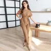 Women's Round Neck Slanted Edge Suit Belt Top Small Leg Fashion Casual Long Pants Set