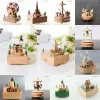 Dozen Kinderen Speelgoed Hout Ambachten Vintage Retro Verjaardagscadeau Woondecoratie Accessoires Kawaii Carrousel Speeldozen Chirstmas Nieuwjaar