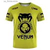 Men's T-Shirts 2024 New Mens Short Slve T-shirt 3D Printed Tight Clothing Cosplay Fitness Venum Boxing Club Casual Strt Hip Hop Top 6XL Y240314