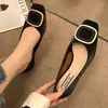 Casual Schoenen Houten Vrouw Flats Metalen Gesp Loafers Dames Ballerina Chic Vierkante Neus Mocassins Dikke Houten Hakken Espadrilles 2024