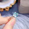 Anéis de cluster 2ct 8mm d cor vvs1 azul verde moissanite anel 925 prata esterlina corte português mulheres noivado