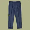 Mäns kostymer 2024 Spring Autumn Trousers Business England Style Casual Long Wool Male Button Straight Suit Pants Y342