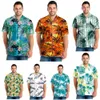 Designer Suit Summer Mens Short Sleeve Shirt Digital Print Hawaiian Seaside Plant Beach Set Wvm6