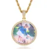 Hip Hop Medium Round Pendant Copper Set Zircon Trendy Brand Personalized Photo Frame Men's Necklace Jewelry