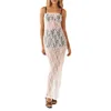 Casual Dresses Women's Summer Long Sheer Dress White Sleeveless Off Shoulder Lace Floral