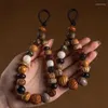 Porte-clés en bois de santal rouge Vajra, bois d'agar, dix-huit Bodhi, Arhats paix, accessoires pendentif multi-trésors X1B2