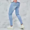 Streetwear Stylish Risted Curne Chudy Ołówek dżinsy męskie Hip Hopy Rozciąganie dżinsowe spodnie dla mężczyzn 240311