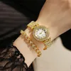 Montres-bracelets Montre pour femmes Montres 2024 Bracelet Ensemble Diamant Bande en acier Quartz Montre-bracelet