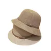 Wide Brim Hats Womens Sun Hat Simple Linen Breathable Refreshing Summer Travel Sunscreen Ribbon Decoration Foldable Straw Gift