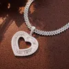 Custom Rapper Miami Cuban Link Chain Necklace with Heart Pendent 925 Silver Necklace Iced Out Hip Hop Jewelry Chain