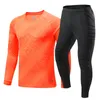 Heren volwassen voetbal doelman uniform beschermende spons lange mouw training voetbal doelman voetbalshirt top en broek 240305