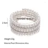 Pulseras de encanto Chic Winding Pulsera Mujeres Multicapa Pearl Crystal Brazalete Accesorios de joyería de boda Fiesta Femenina Novia Bijoux Regalo