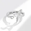 Anillos de racimo 925 plata esterlina personalizado colibrí hueco corazón anillo para mujeres niñas simple moda ajustable boda hecha a mano