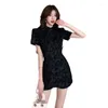 Casual Dresses Pure Desire Style Large Size High J Sense Slim Fit Short Sleeve Qipao Dress Split Shorts Set For Women