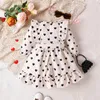 幼児の女の赤ちゃんバレンタインの日のドレス長袖ハートプリントフリルプリンセスドレス衣装ベルト240228