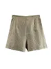 TRAF-minifalda con nudo dorado para mujer, pantalones cortos plisados de cintura alta, pantalones cortos elegantes, 240227
