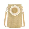 Sacs pour téléphone portable, sac tissé personnalisé pour femmes, Mini téléphone polyvalent, fleur d'herbe tissée, bandoulière simple, tendance