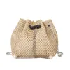 Vävd väska för kvinnor Summer Chain DrawString Portable Bucket With Stylish Design Straw Woven Crossbody Trendy