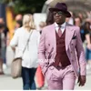 Trajes de Hombre Blazer para Hombre boda Terno Rosa doble botonadura elegante traje Formal chaqueta de tres piezas pantalones chaleco Slim Fit Hombre