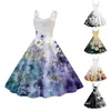 Sukienki swobodne Vintage Floral Print Summer for Women Rockabilly Pasp Selpers Cocktail Party Swing Sukienka Bez rękawów