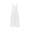 Vestidos Casuais Básicos Mingmingxi Alta Qualidade Mulheres Vestido de Verão 2023 Mistura de Linho-Algodão Jacquard Vestido Elegante Sexy Slip Branco Vestido de Férias MidiL2403