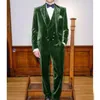 Men's Suits Velveteen Suit Double Breasted 2024 Clothing (jacket Pants Vest) Stylish Banquet Party Set 3 Piece