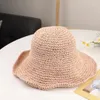 Bérets femmes chapeaux Simple fille chapeau de soleil à large bord disquette été pour la plage Panama paille dôme tissage seau Femme ombre