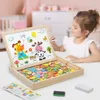 Wooden Multifunction Children Animal Puzzle Writing Magnetic Drawing Board Blackboard Learning Education Parent Child Toys 240307