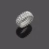 Titanium steel gold-plated women ring double row bullet head rivet gear with diamonds punk men rings Designer Jewelry R001