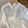 Blusas femininas elegantes camisas de cetim 2024 primavera verão estilo chinês imprimir roupas soltas y2k moda seda vintage topos