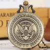 Retro zegarki Pieczęć prezydenta Stany Zjednoczone Ameryka Białe Dom Donald Trump Quartz Pocket Watch Kolekcje sztuki dla mężczyzn WOM270M