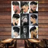 Top Fashionable Hairstyles for Men - Vintage Tattoo Haircut and Shave Service Poster Wall Art Banner Wall Hanging Flag - Barber Shop Wall Background Decor Cloth