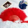 Decorative Figurines Vintage Lolita Lace Feather Fan Pography Black Folding Tassel Fans Makeup Party Accessories Craft Home Decor