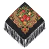 90 90 cm Vrouwen Retro Bloemmotief Russische Sjaal Nationale Wind Omzoomd Vierkante Sjaals Hijab Vrouwelijke Winter Hoofd Wrap Reizen sjaal248g