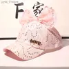 Ball Caps New Childrens Baseball Hat Lace Cute Bow Snback C Girls Leisure Sun Hat L240314