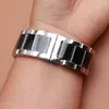 18mm 20mm 21mm 22mm 23 24mm Watchband Rem armband med fjärilspänne och svart färgpolerad rostfritt stål Metall W266J