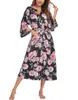 Mulheres sleepwear verão primavera lingerie íntima mulheres robe cetim quimono vestido senhora impressão roupão lounge nightgown casual casa roupas