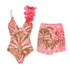 Swimwear femminile 2024 retrò con una gonna da bagno con una gonna da bagno con spalla da bagno floreale da bagno Domining da bagno abiti da bagno