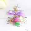 Designer Hains Effiel Tower Macarons Ruban Femme Luxe Macarons Gâteau Porte-clés sur Sac Charme Sac À Main Charms Voiture Porte-clés Cadeau Box1 041E