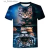 Herr t-shirts roliga barn t-shirt livliga 3d Felines Cat Printing T-shirt för män toppar sommarman söta katter t skjortor överdimensionerade kvinnors kläder y240321