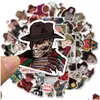 Car Stickers 50Pcs/Lot Horror Movies Michael Myers Friday The 13Th Sticker Freddy Krueger Iti Kids Toy Skateboard Phone Laptop Lage Dr Otcqn