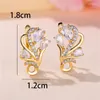 Boucles d'oreilles de luxe pour femmes, en Zircon blanc, Clip en pierre, couleur or, bijoux de mariage pour femmes