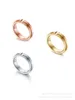 Designer tiffay and co TIFF Classic 925 Silver V Gold Material Hundred Towers Double T Ring Set with Stone T-Ring