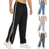 Mäns byxor Dragkedja Design Casual Loose Fit Side Sport Breattable Gym Training joggar med brett ben för bekväma