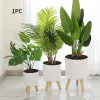 Pot de fleurs autoportant pour plantes succulentes modernes avec pieds en bois, bonsaï, drainage, arrosage automatique, décoration d'intérieur et d'extérieur