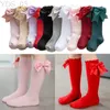 Kinder Socken 12 Farben Mädchen Socken Doppel Bögen Baumwolle Baby Kinder Socke Weiche Baby Lange Röhre Socken Kinder Prinzessin Knie hohe Socken Für 0-7Y YQ240314